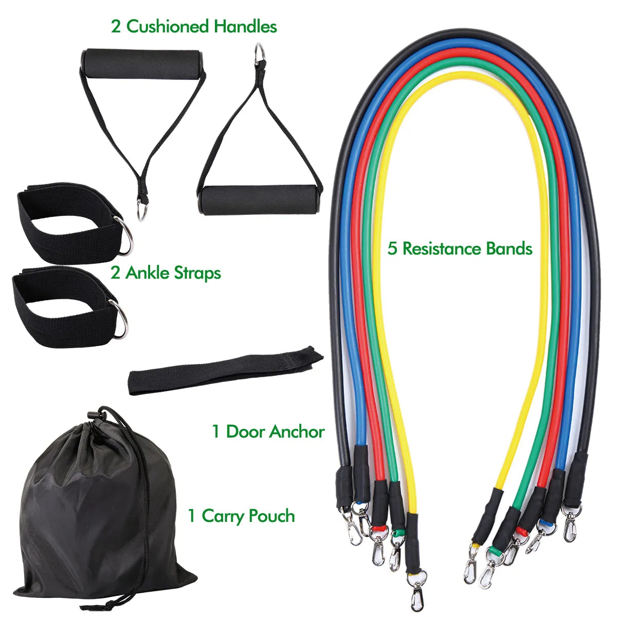 11 PCS Latex Resistance Band Set