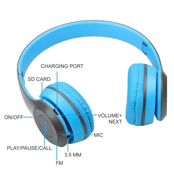 P47 On Ear Wireless Headphones Dynamic Plastic