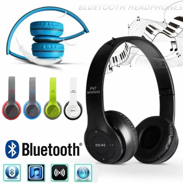 P47 On Ear Wireless Headphones Dynamic Plastic